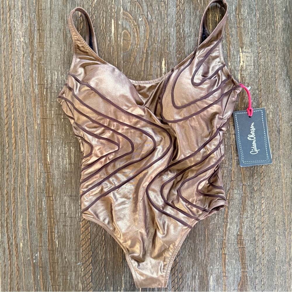 Gideon Oberson Metallic Bronze one-piece